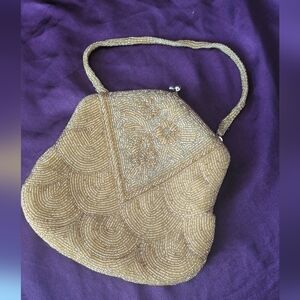 Elegant Gold Beaded Evening Bag